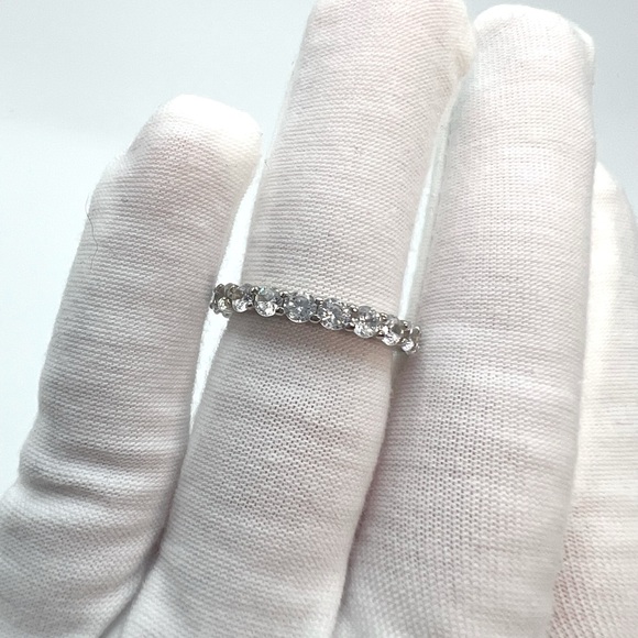 Sterling Round Cubic Zirconia Eternity Ring - Picture 11 of 16